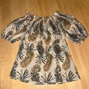 Etro Wakana Paisley Print Off the Shoulder Shirt